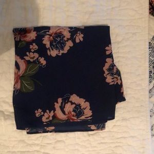 Navy Floral V neck Blouse